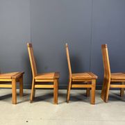 Set of 4 oak brutalist dining chairs, 1970s