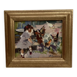 Tableau Huile sur toile marouflée sur carton dimension : 28x33 cm-