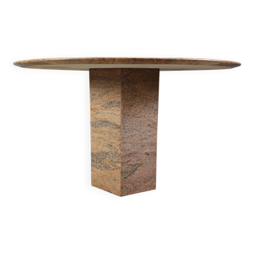 Table à manger ronde en granit vintage, années 1970
