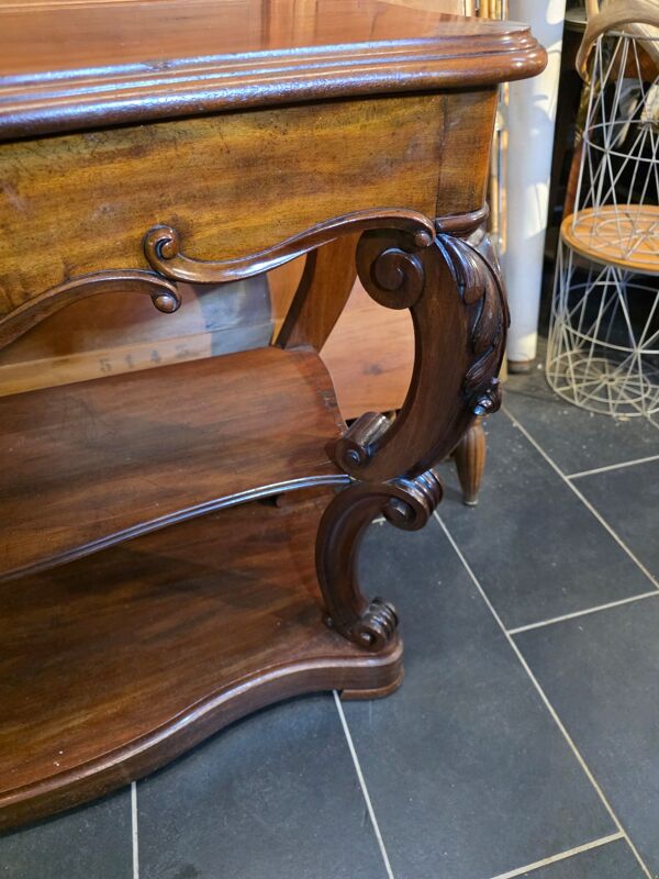 Console galbées Napoléon III XIXe en acajou