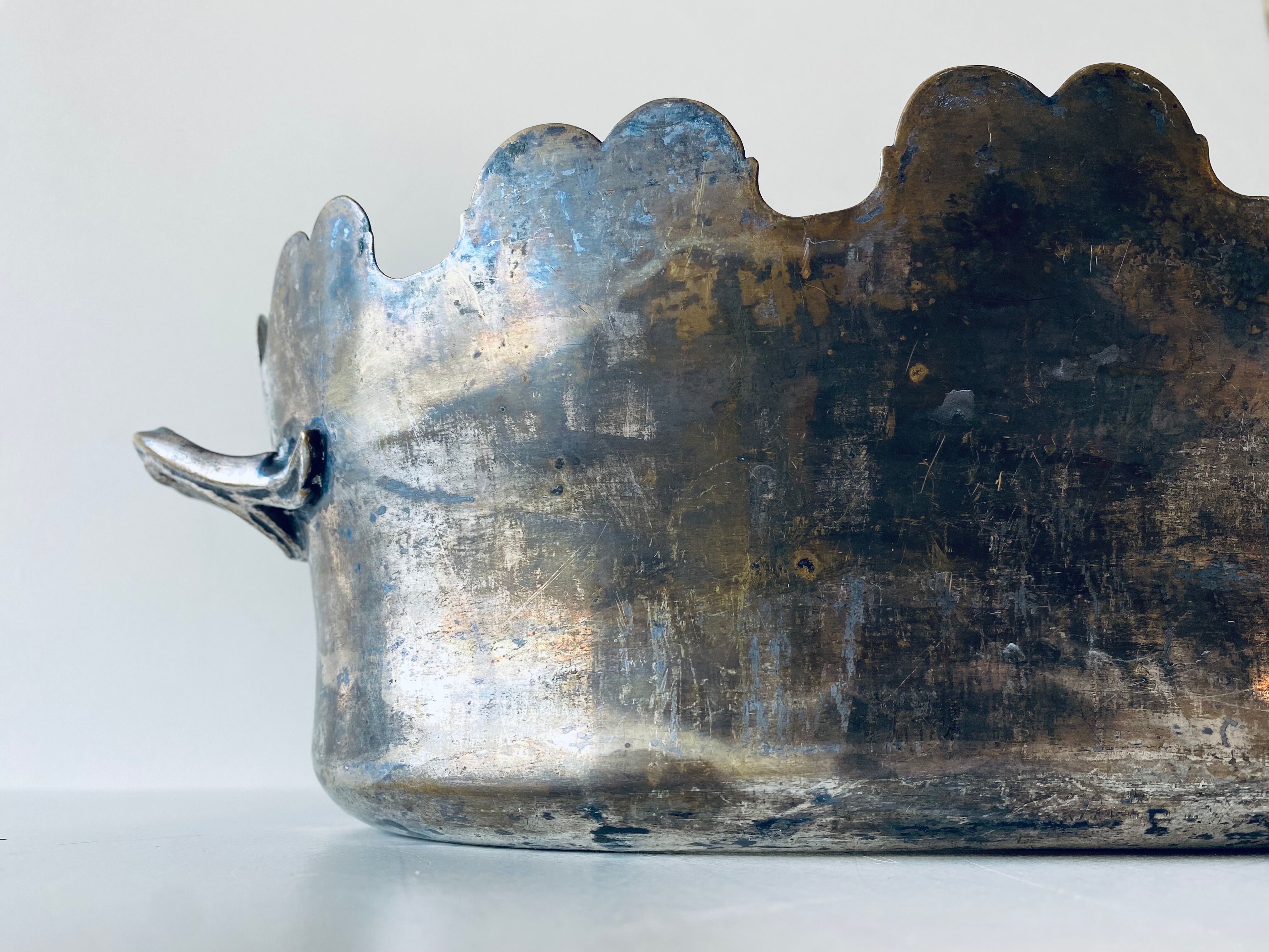 Silver metal flower pot or cover