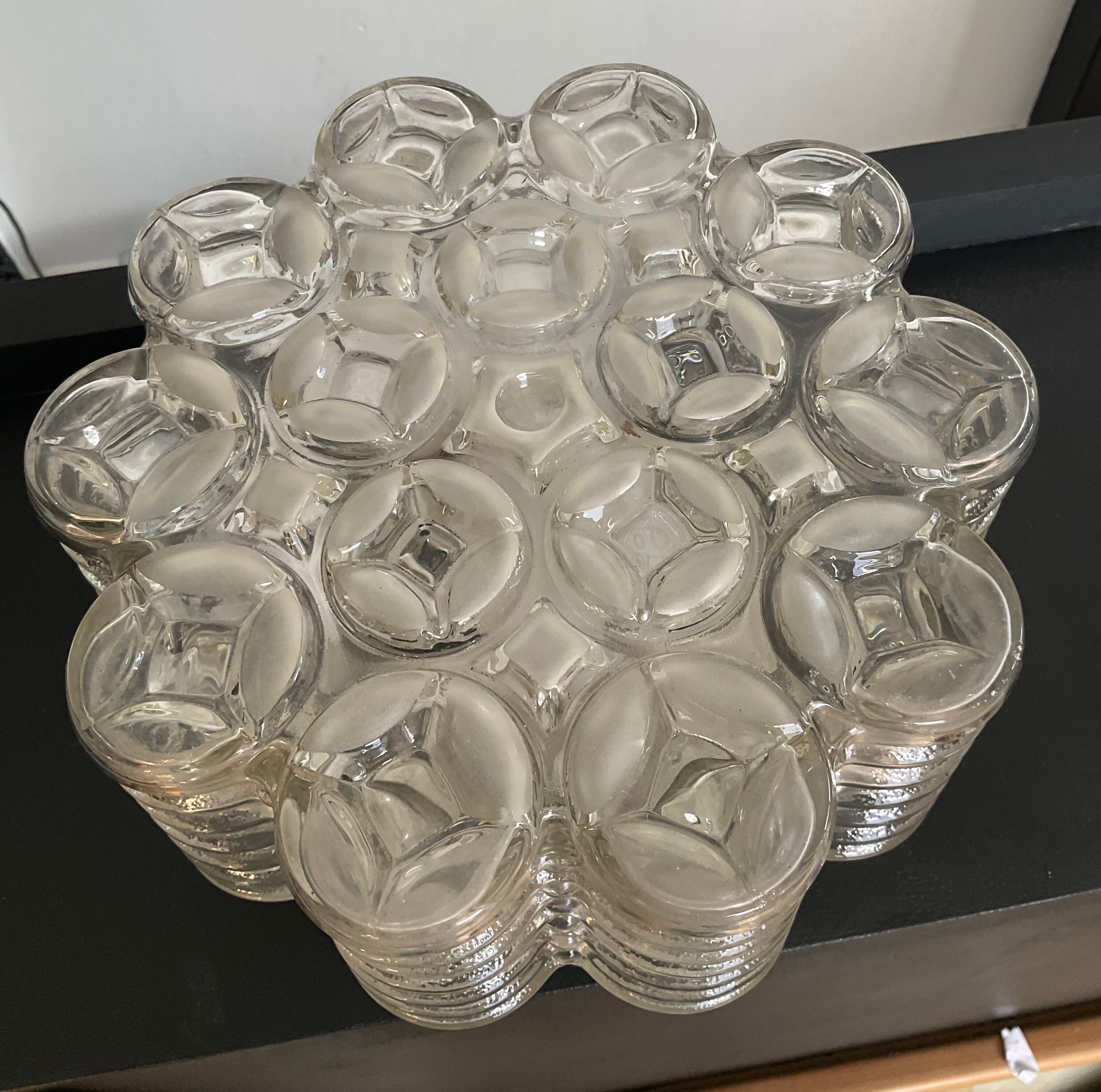 Wiła Leuchten wall lamp in molded glass 60s-70s