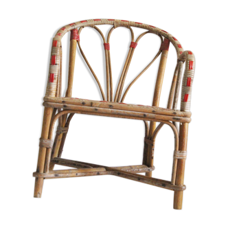 Scoubidou and rattan child armchair