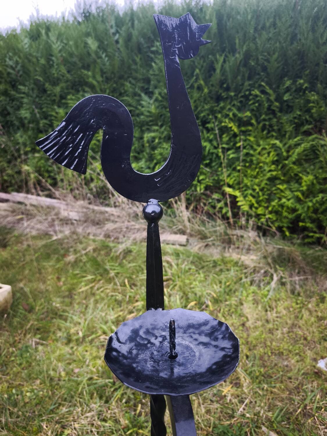 Wrought iron decoration rooster candlestick and plant holder