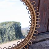 Round rattan mirror attributed to Franco Albini 1950