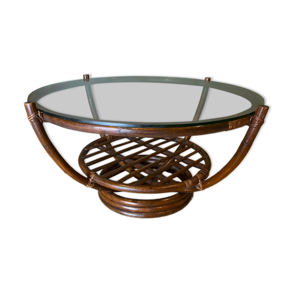 Table basse vintage bambou osier