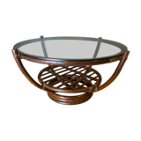 Vintage bamboo rattan coffee table
