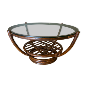 Vintage bamboo rattan coffee table