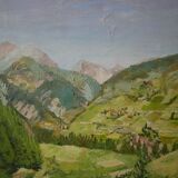 Ancienne huile sur toile encadrée, Vallée du Brunissard - Queyras - Hautes Alpes