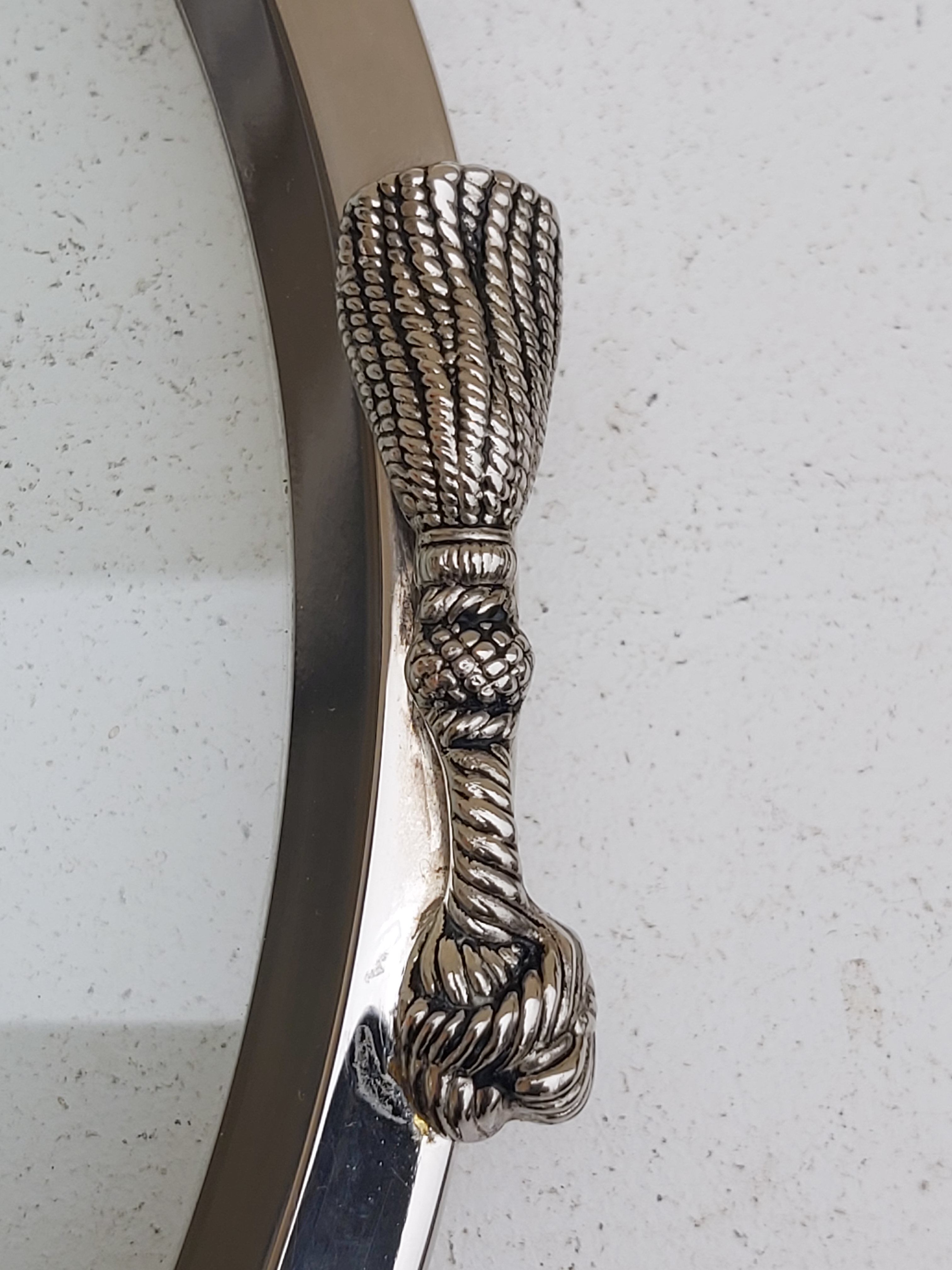 Round tray silver metal 70s