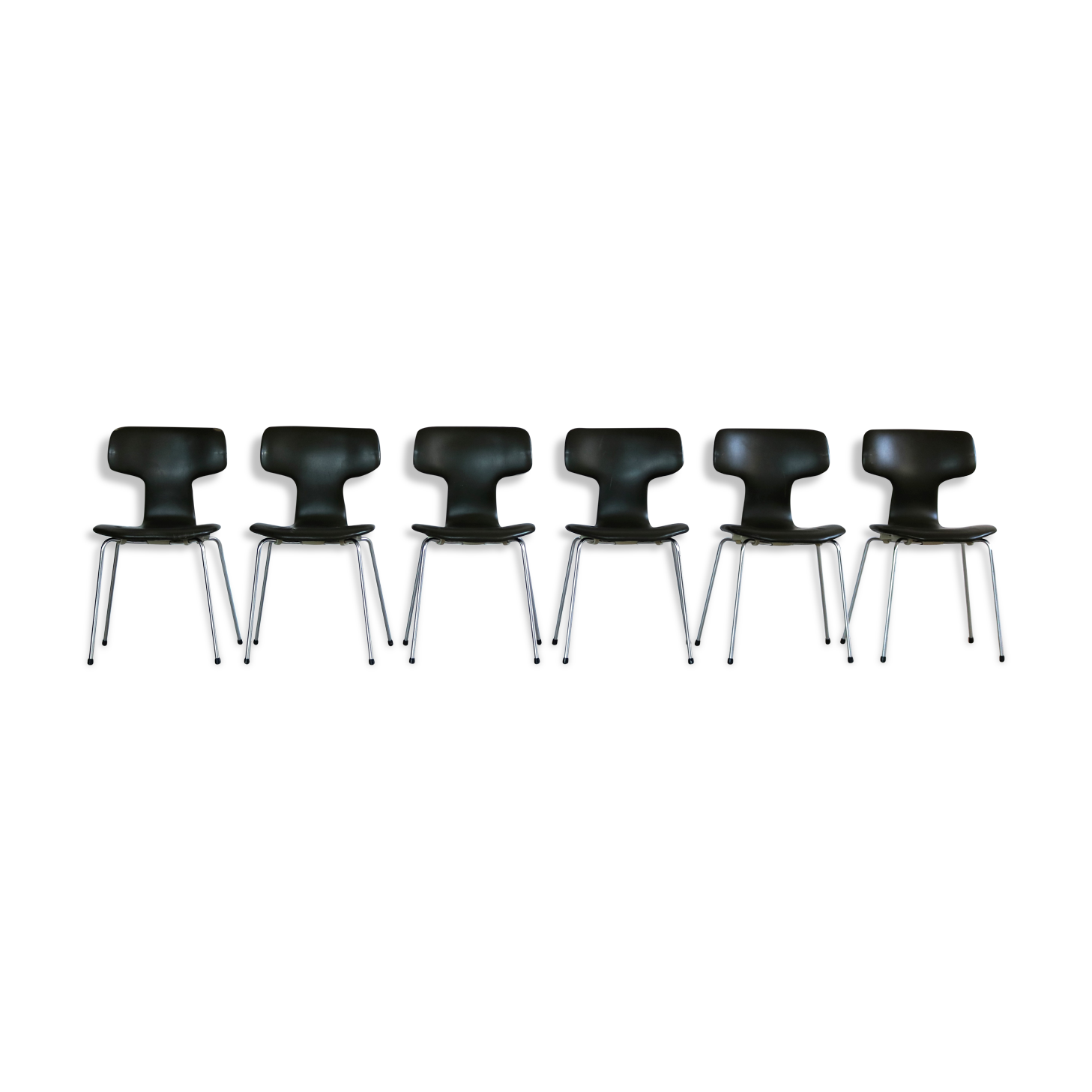 Six chaises « marteau » vintage par Arne Jacobsen pour Fritz Hansen