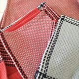 Nappe et 12 serviettes corail et gris Esprit rétro scandinave années 60