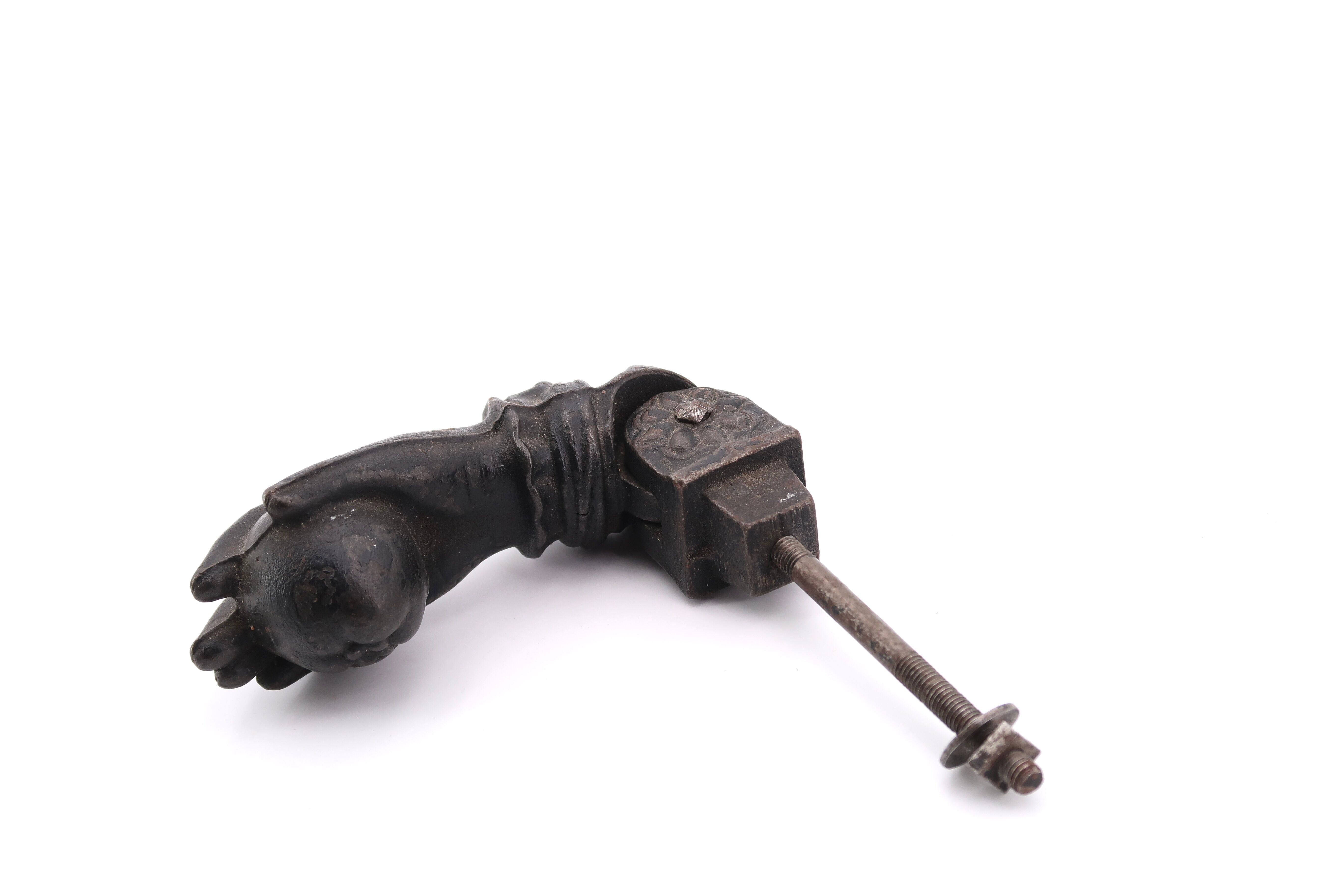 Hand-shaped metal door knocker, 1930s
