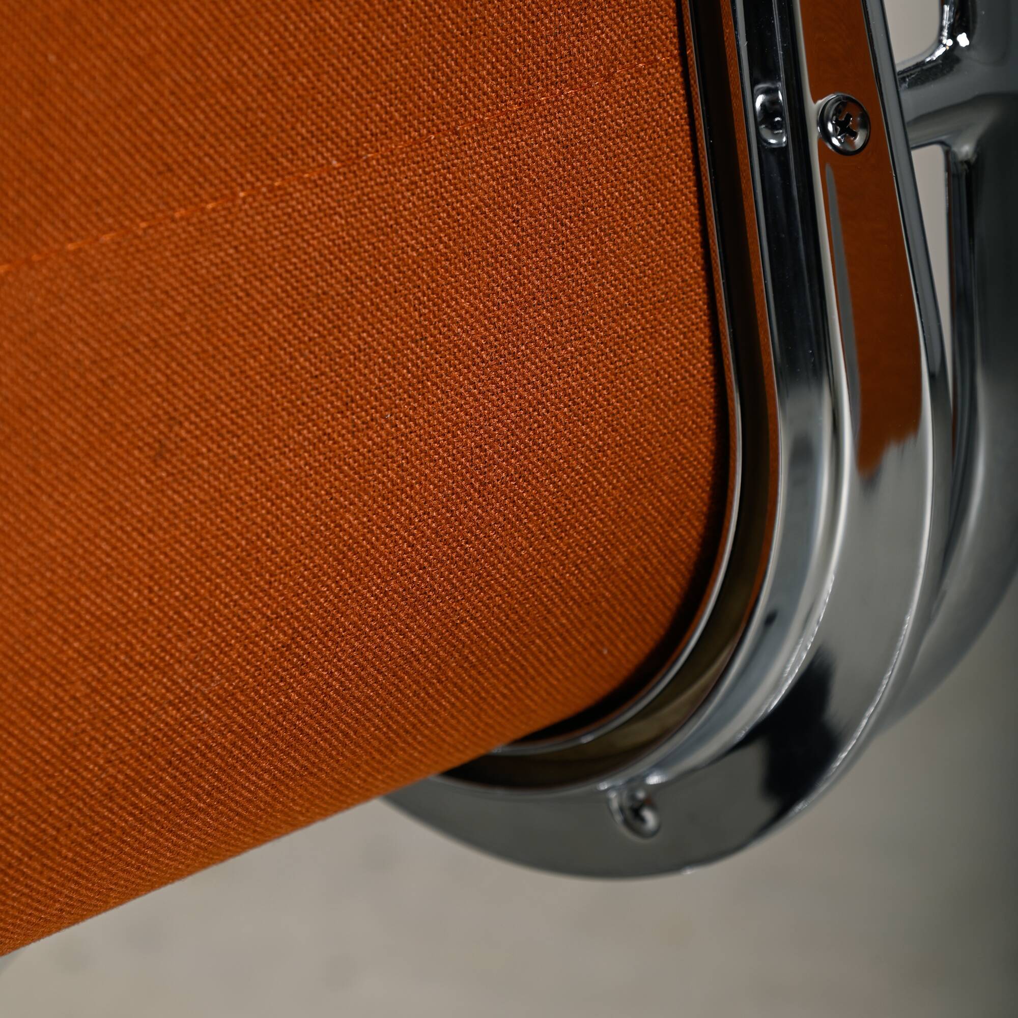 Charles & Ray Eames EA208 Soft Pad Chairs Chrome and Cognac leather, Vitra