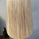 Lamp in stoneware and raffia electrified to nine