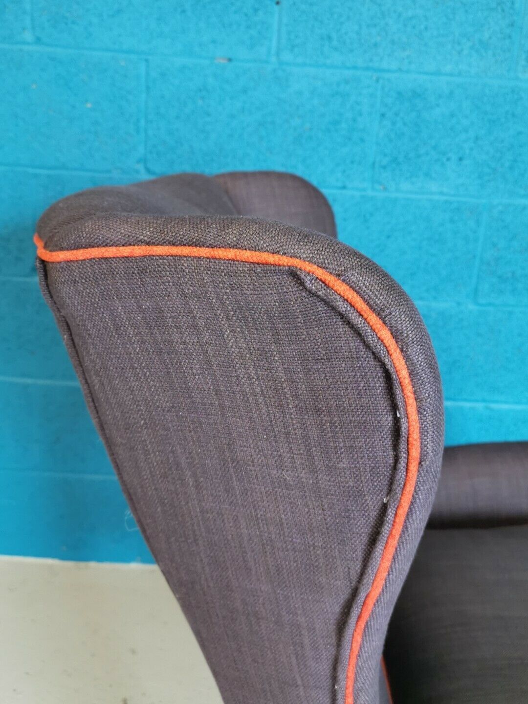 Vintage armchair teak 1960 years covered with violet