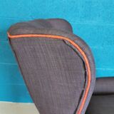 Vintage armchair teak 1960 years covered with violet