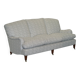 Howard & Sons canapé with feather cushions and ticking fabric, Victorian style.