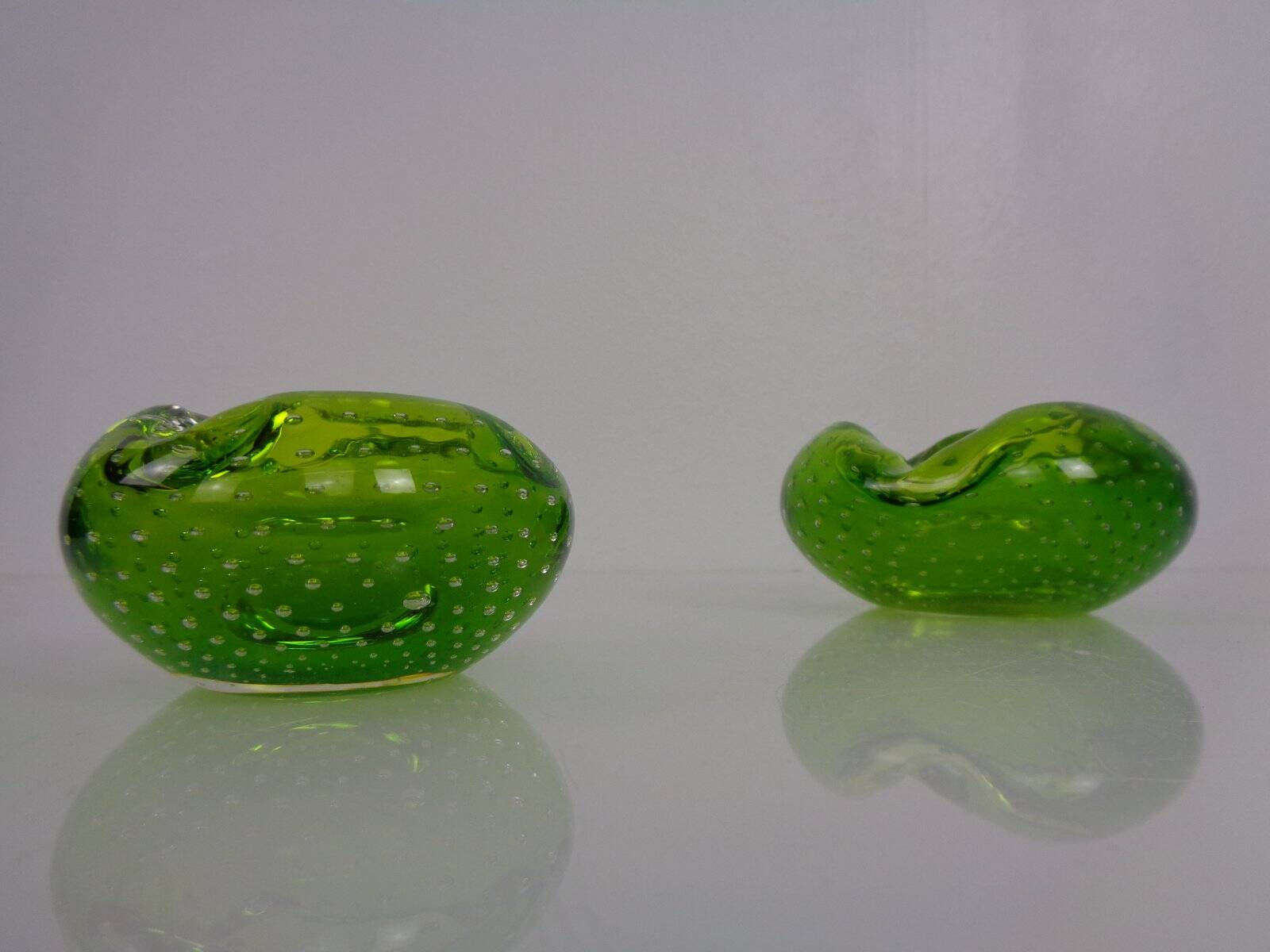 Green Sommerso Murano Glass Ashtrays, Italy, 1960s, Set of 2