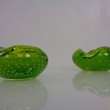 Green Sommerso Murano Glass Ashtrays, Italy, 1960s, Set of 2