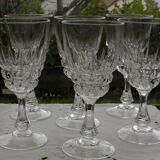 Set of 6 crystal water glasses from ARQUES. Pompadour model.