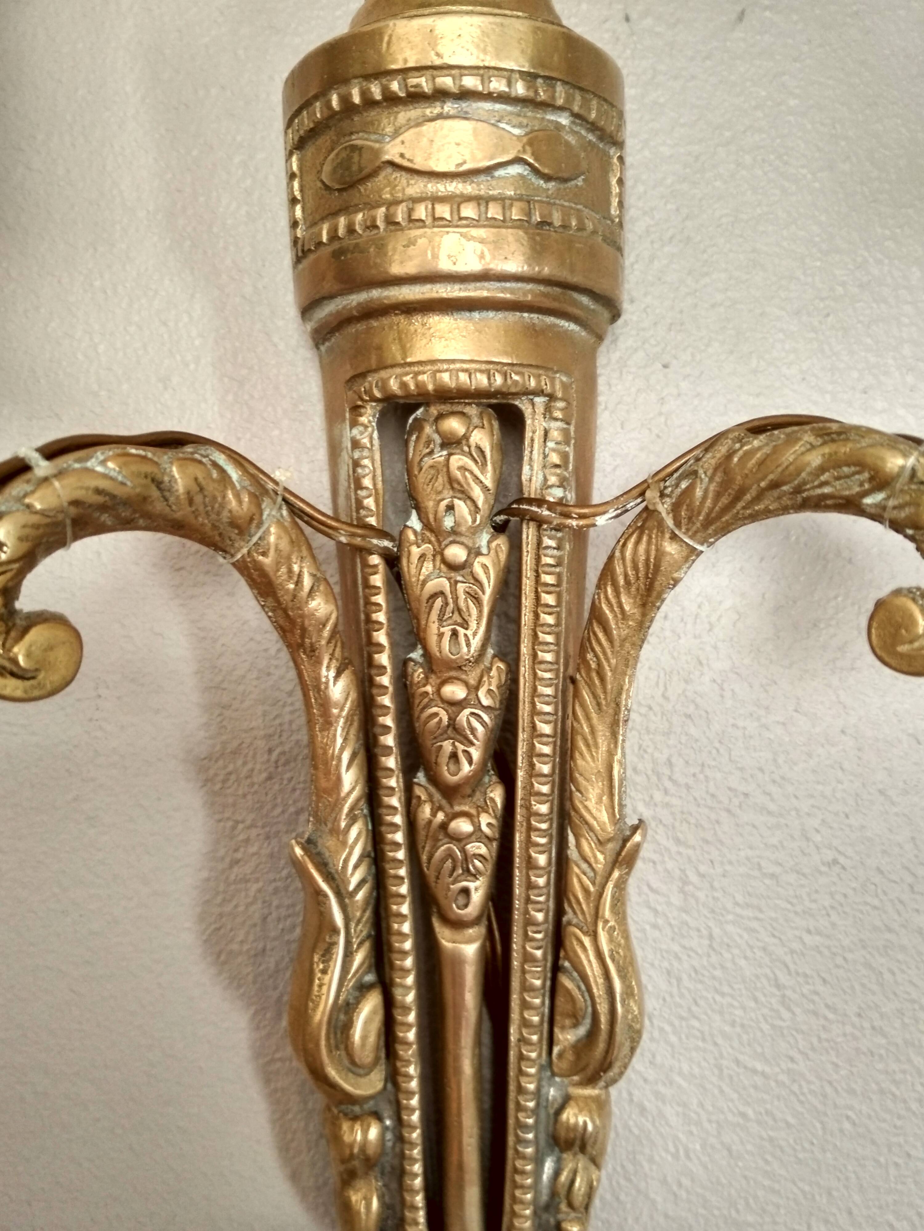 Old Wall Sconce bronze two torches style Napoleon III