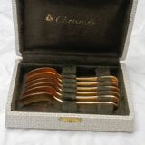 box of 6 golden mocha spoons Christofle model "Pearls"