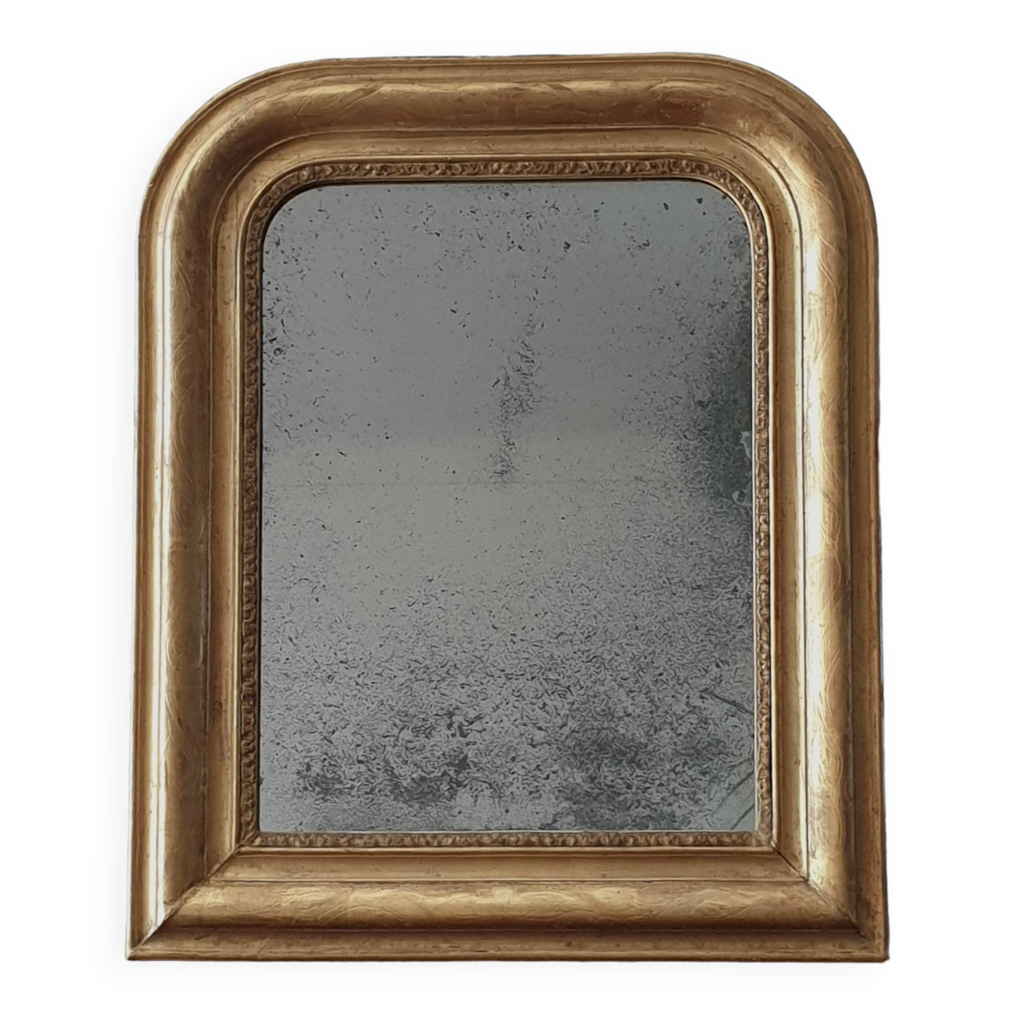 Old gilded mirror and old mercury glass - wall mirror with gold leaf