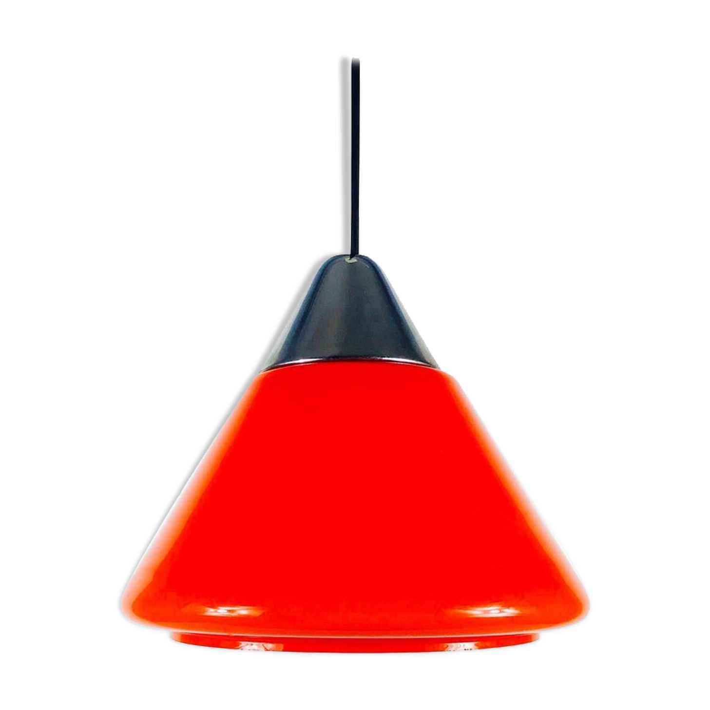 Suspension in red glass and chrome by Peill and Putzler, 1970, Germany
