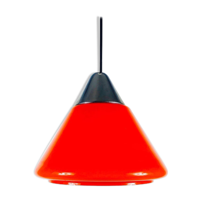 Suspension en verre rouge et chrome de Peill et Putzler, 1970, Allemagne