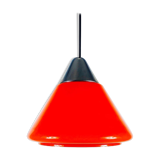 Suspension in red glass and chrome by Peill and Putzler, 1970, Germany