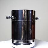 Vintage champagne bucket from the 80s-90s by Orfévrerie Jean Couzon in 18/10 stainless steel.