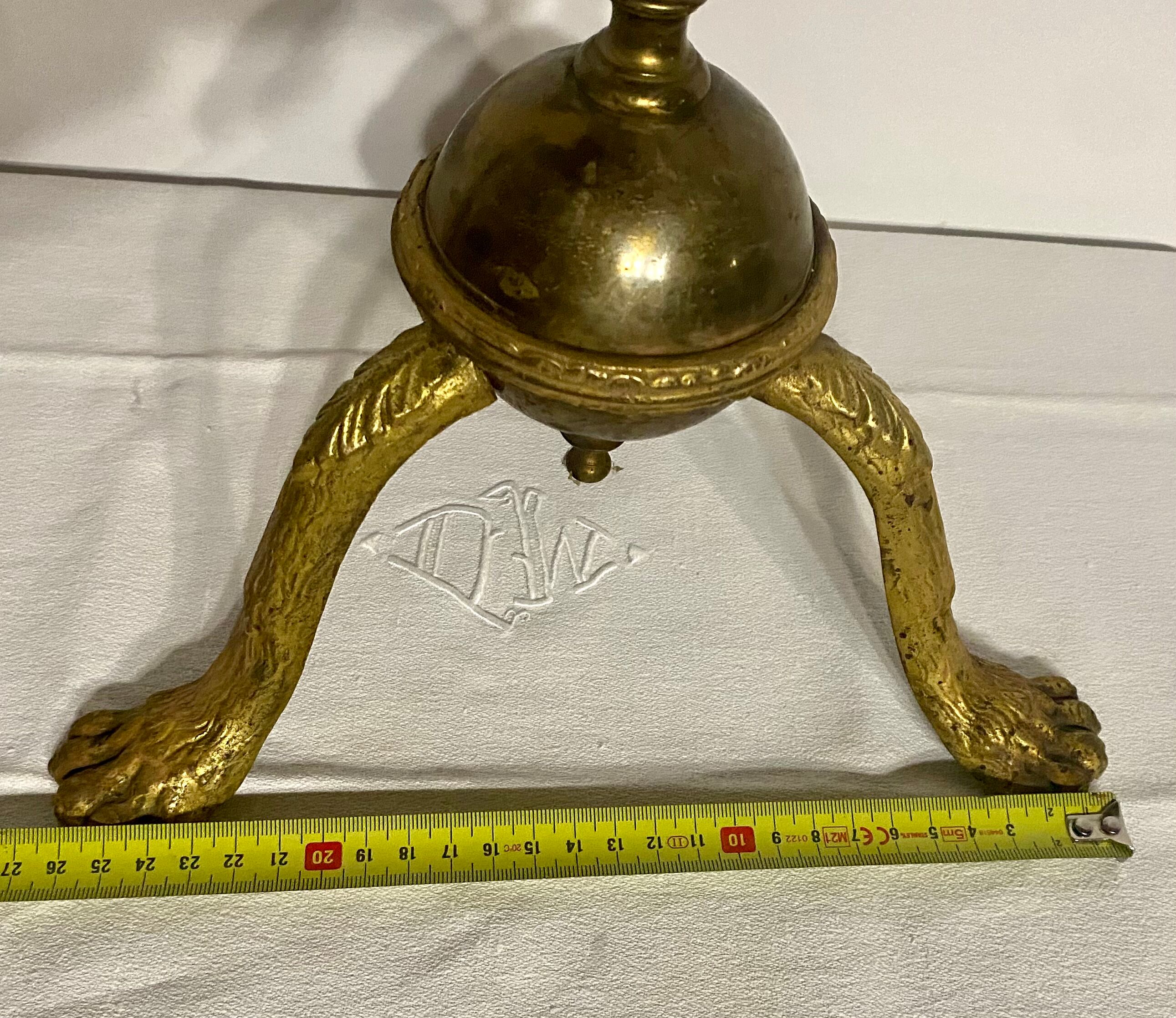 Neo classic brass and mahogany pedestal table