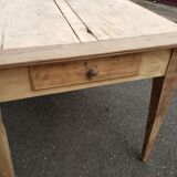 Table de ferme 2 tiroirs peuplier et chataignier