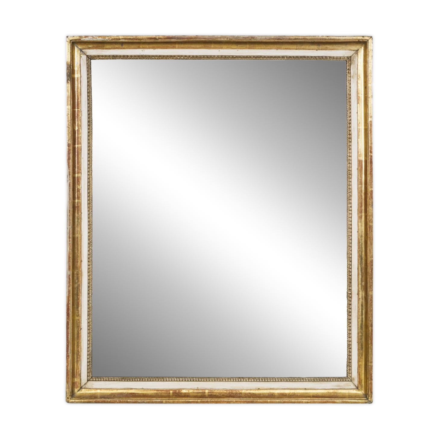 19th C French Giltwood Rectangular Mirror with Foxed Glass