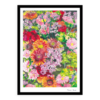 Le Bouquet - Dessin au pastel de fleurs