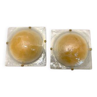 Murano Flushmounts Set of 2 1980’s