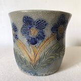 Flowerpot and flower pick, salt pottery, 1970s