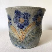 Cache pot et pique fleurs , poterie au sel , années 70