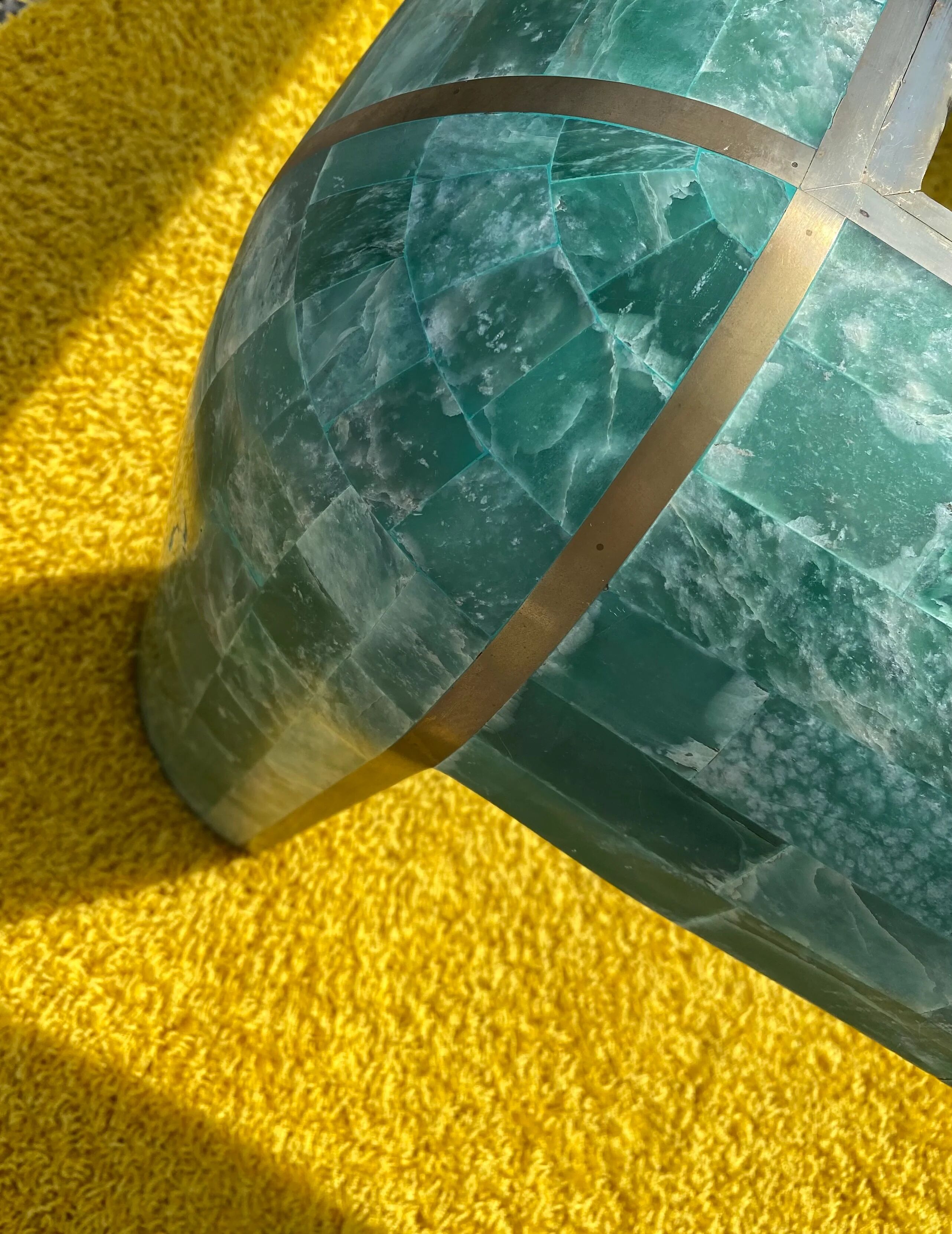 Coffee table in tessellated marble by Casa Bique 1970s Hollywood Regency (Karl Springer style)