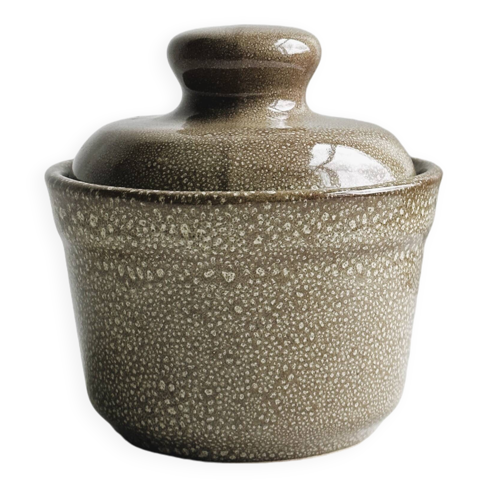 Small stoneware pot and lid