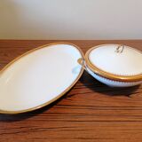 Oval serving dish and soup tureen in Limoges porcelain GDA ("Viviane")