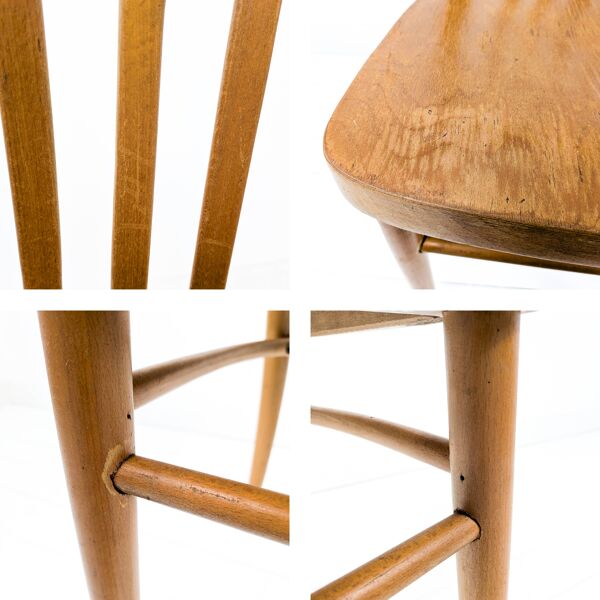 2pcs Chaise de café Chaise de bistrot Mid Century Vintage Café Bistro Streb