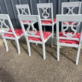 Six Lyres Chairs, Restoration Style, Lacquered in Grey