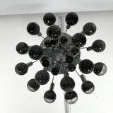 Sciolari, iconic glass sphere and chrome chandelier. Italy 1960s