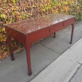 Grande console à tirroir  d extreme orient laquée rouge