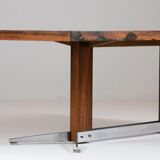 Vintage rosewood and brushed metal coffee table, 1960s