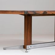 Table basse vintage en palissandre et métal brossé, 1960s