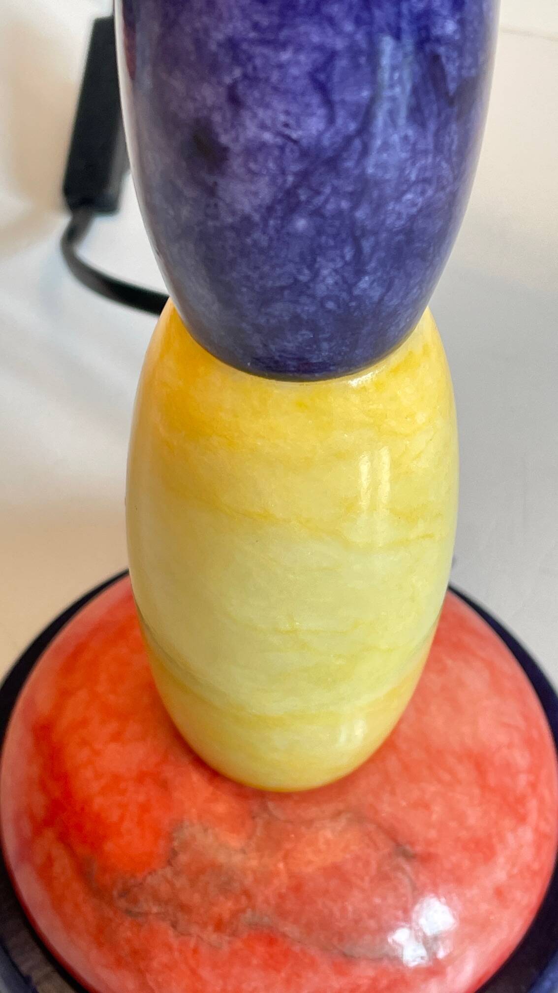 ALABASTER STONE LAMP Blue, Yellow and Red 80s