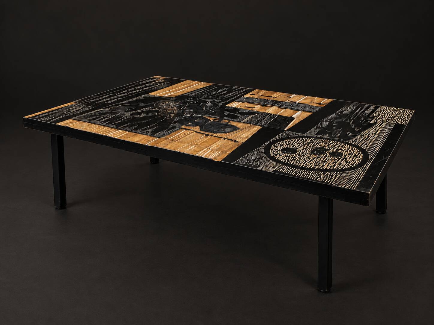 Coffee table wood - floral patterns - by victor cerrato